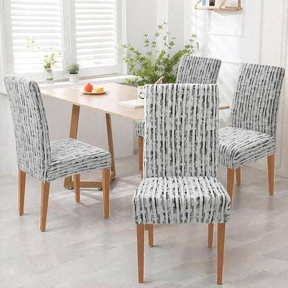 Stretch Stuhlhussen 4er Set Jacquard Weiß – Abnehmbar & Waschbar