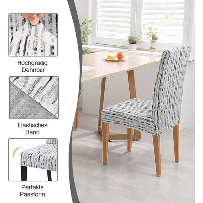 Stretch Stuhlhussen 4er Set Jacquard Weiß – Abnehmbar & Waschbar