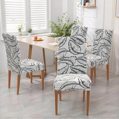 Stretch Stuhlhussen 6er Set Jacquard – Laubmuster