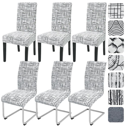 Stretch Stuhlhussen 6er Set Jacquard – Universal Bezug für Stühle
