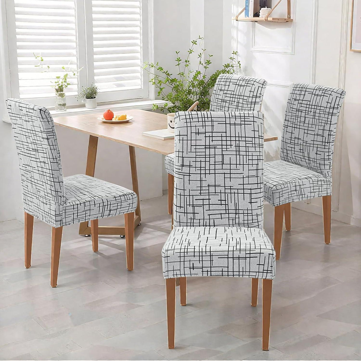 Stretch Stuhlhussen 6er Set Jacquard – Universal Bezug für Stühle