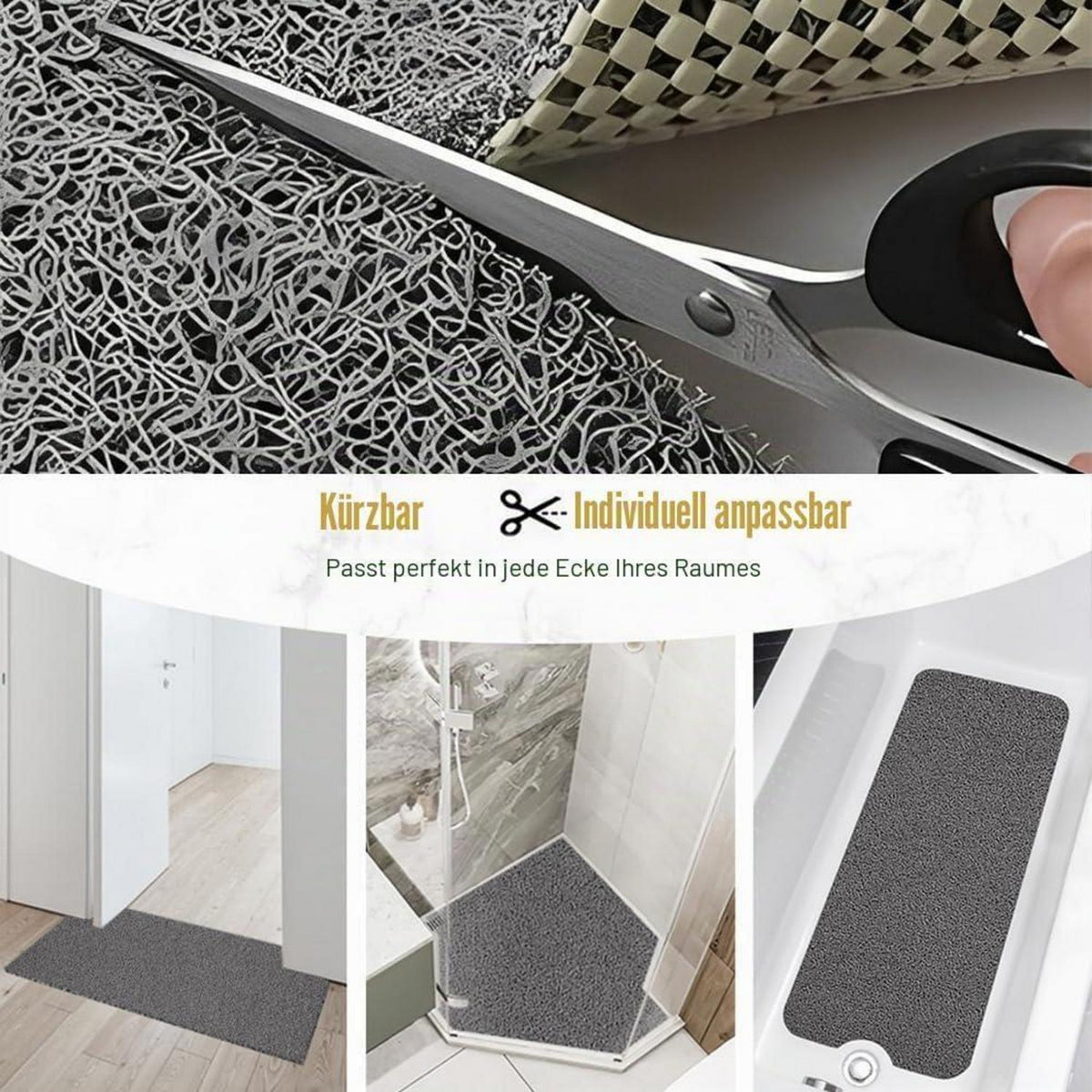 Rutschfeste Duschmatte PVC Luffa 90x120cm – Schnelltrocknend