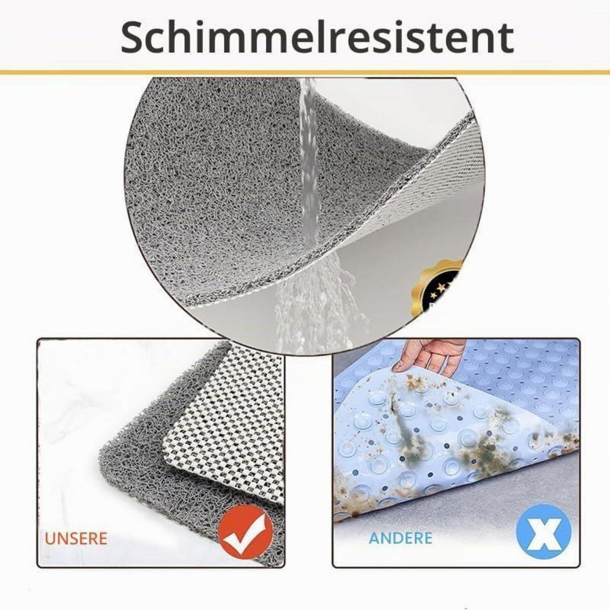 Rutschfeste Duschmatte PVC Luffa 90x120cm – Schnelltrocknend