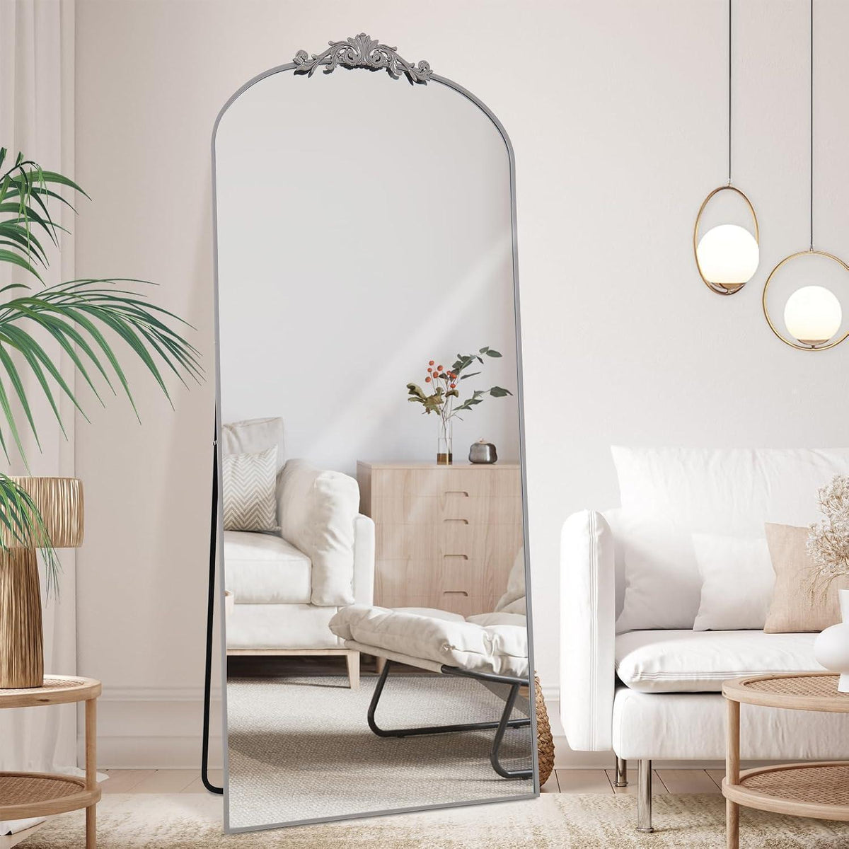 Vintage Standspiegel 180x76cm mit filigraner Applikation