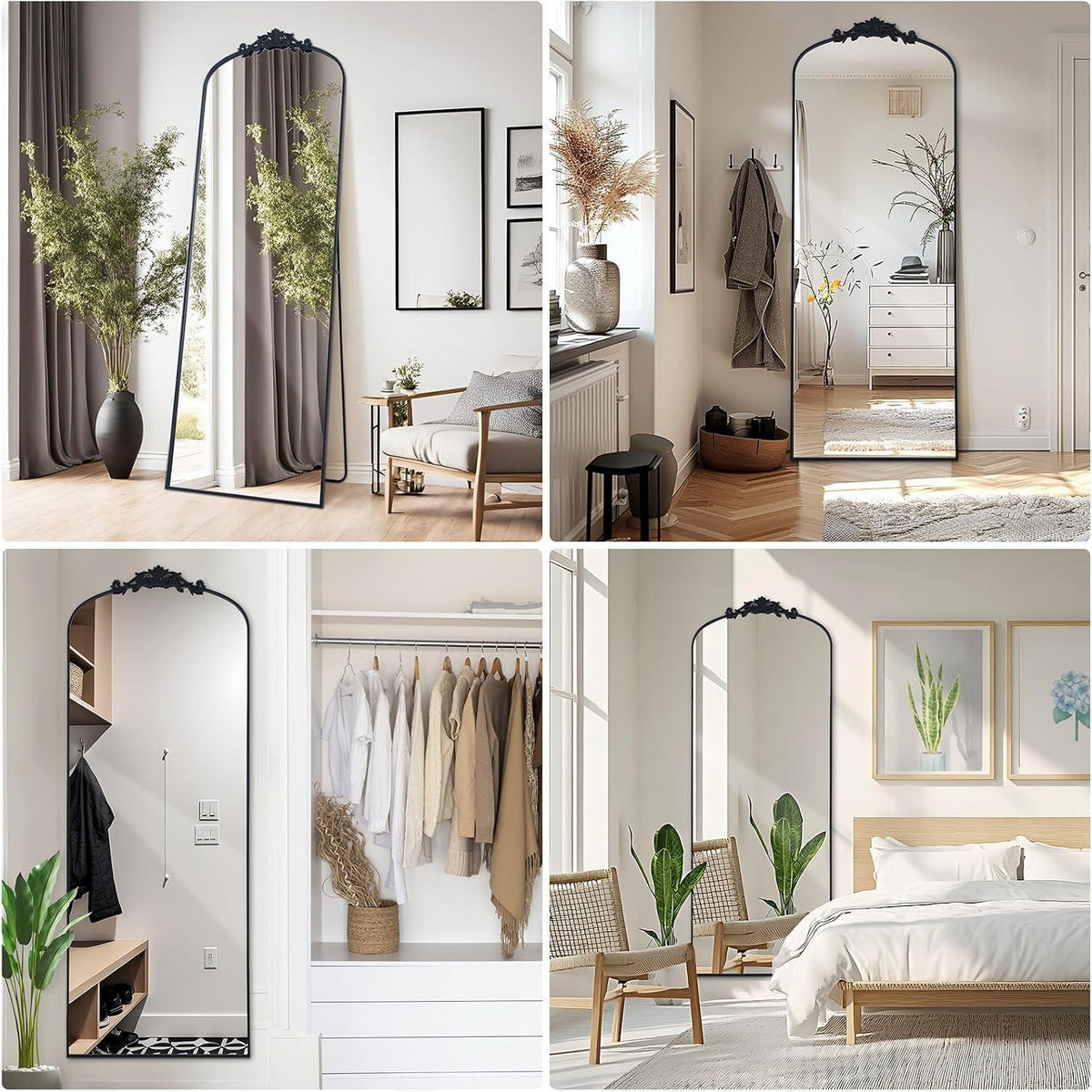 Vintage Standspiegel 180x76cm mit geschnitzter Applikation