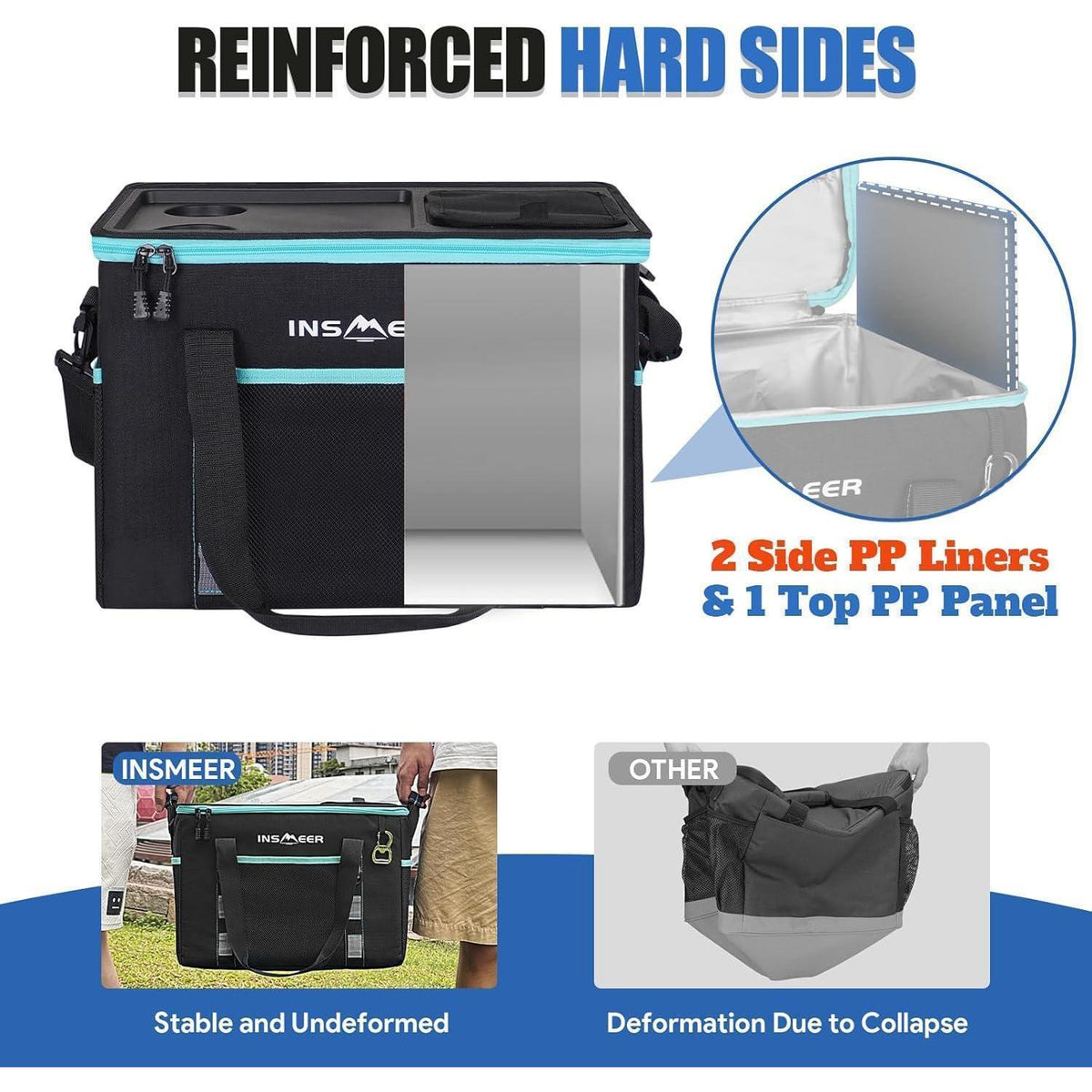 Kühltasche 40L XXL Faltbar – 60 Dosen, Camping & Picknick