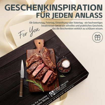 Steakmesser Set 8er Pack mit Wellenschliff & Holzgriff