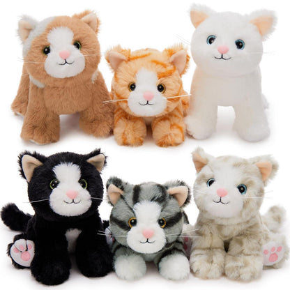 6x Katze Kuscheltier Set - Süße Plüschtiere für Kinder