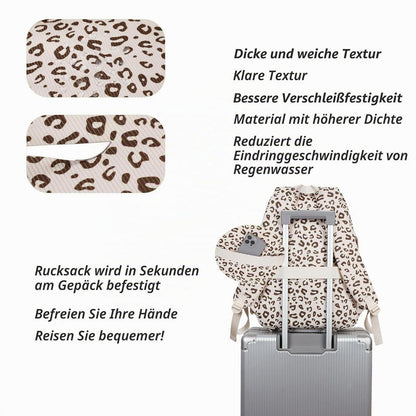 Schulrucksack Mädchen – Leopard Samt, Wasserdicht & Ergonomisch
