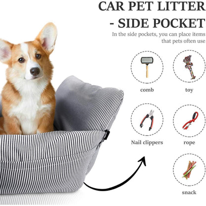 Sicherer Hunde-Autositz mit Gurt – Blau, Small (bis 6 kg)