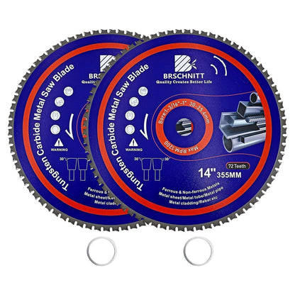 Kreissägeblatt Metall 355mm 72T TCT 30/25.4mm 2 Stück