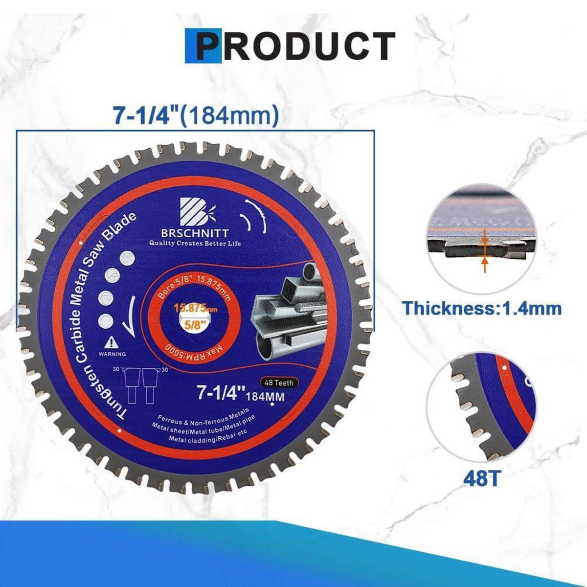 Kreissägeblatt Metall 184mm 48T TCT 10 Stück