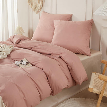 Gewaschene Baumwoll Bettwäsche Set 200x200 cm, Altrosa Rose