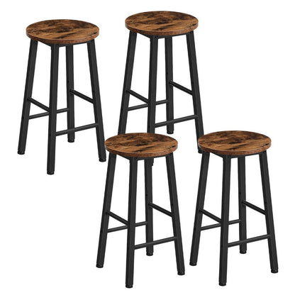 Barhocker Set 4er – Rustikales Braun & Schwarz mit Fußstütze