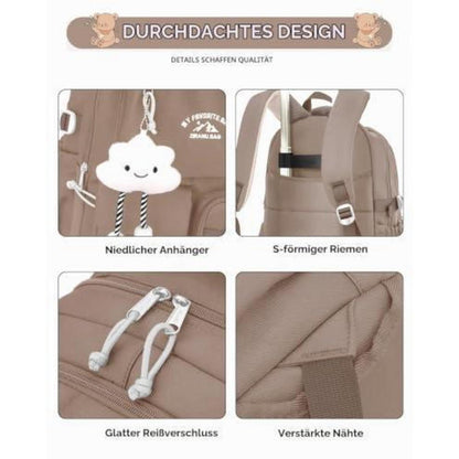 Schulrucksack Trolley Mädchen Braun – 30L, Rollen, Abnehmbar