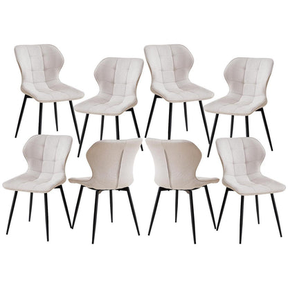 8er Set Atmungsaktive Leinen Esszimmerstühle Beige