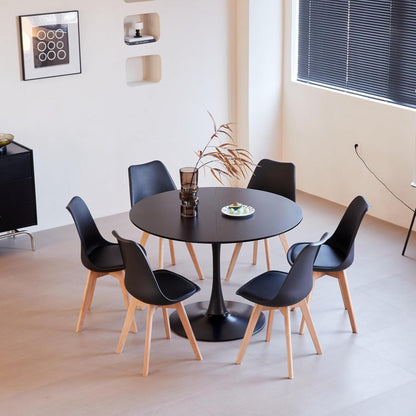 Moderner runder Esstisch 110cm – Schwarz, für 4-6 Personen