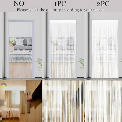 Fadenvorhang Balkontür 100x200cm - Weißer Fliegenvorhang mit Perlen