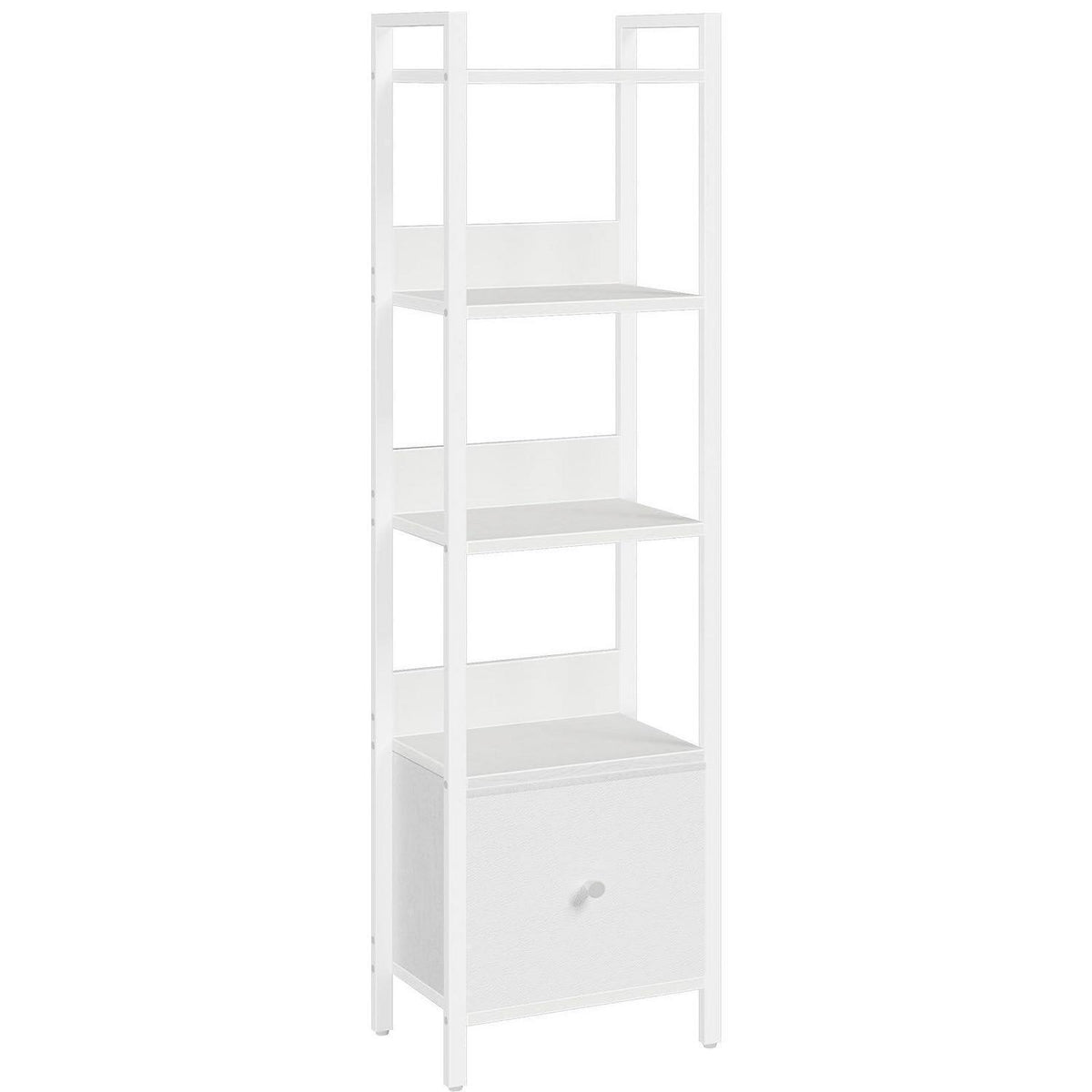 Standregal mit Schublade – Weißes Bücherregal 5 Ebenen