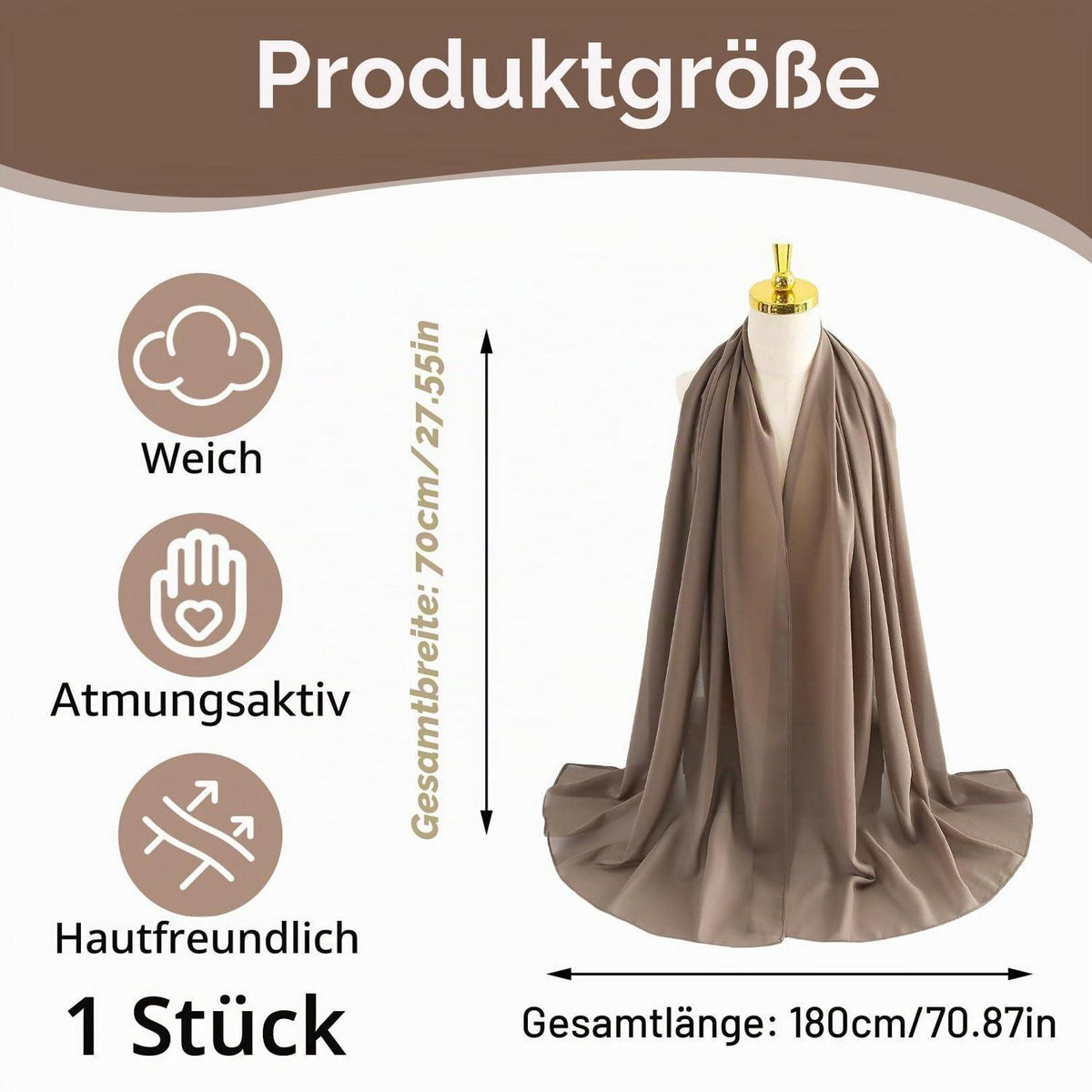 Hijab Kopftuch Chiffon Seidenweich Leicht Modern Damen Sommer