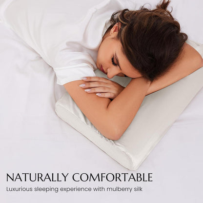 Seidenkissenbezug für Kontur-Memory-Foam-Kissen, 19 Momme, Weiß