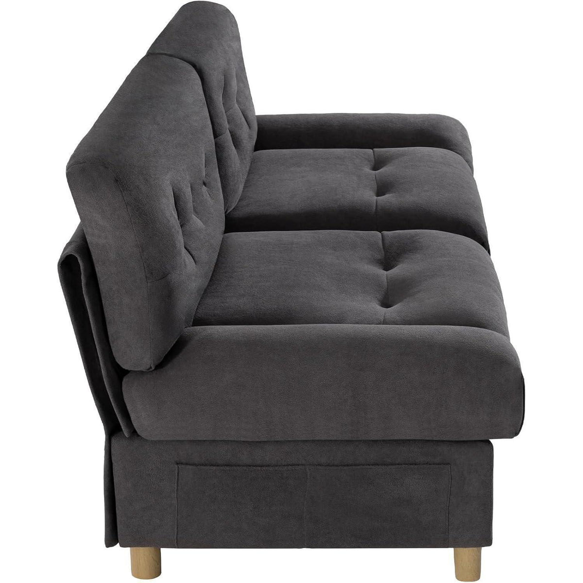 Wolkensofa Grau, 2-Sitzer mit Teddy-Samt & Seitentaschen