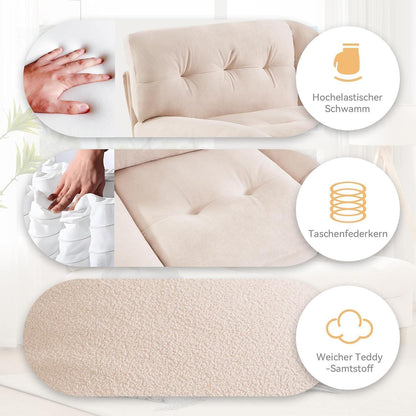 Wolkensofa 2-Sitzer – Bequemes Teddy-Samt Sofa mit Aufbewahrung