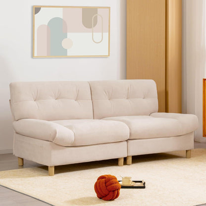 Wolkensofa 2-Sitzer – Bequemes Teddy-Samt Sofa mit Aufbewahrung