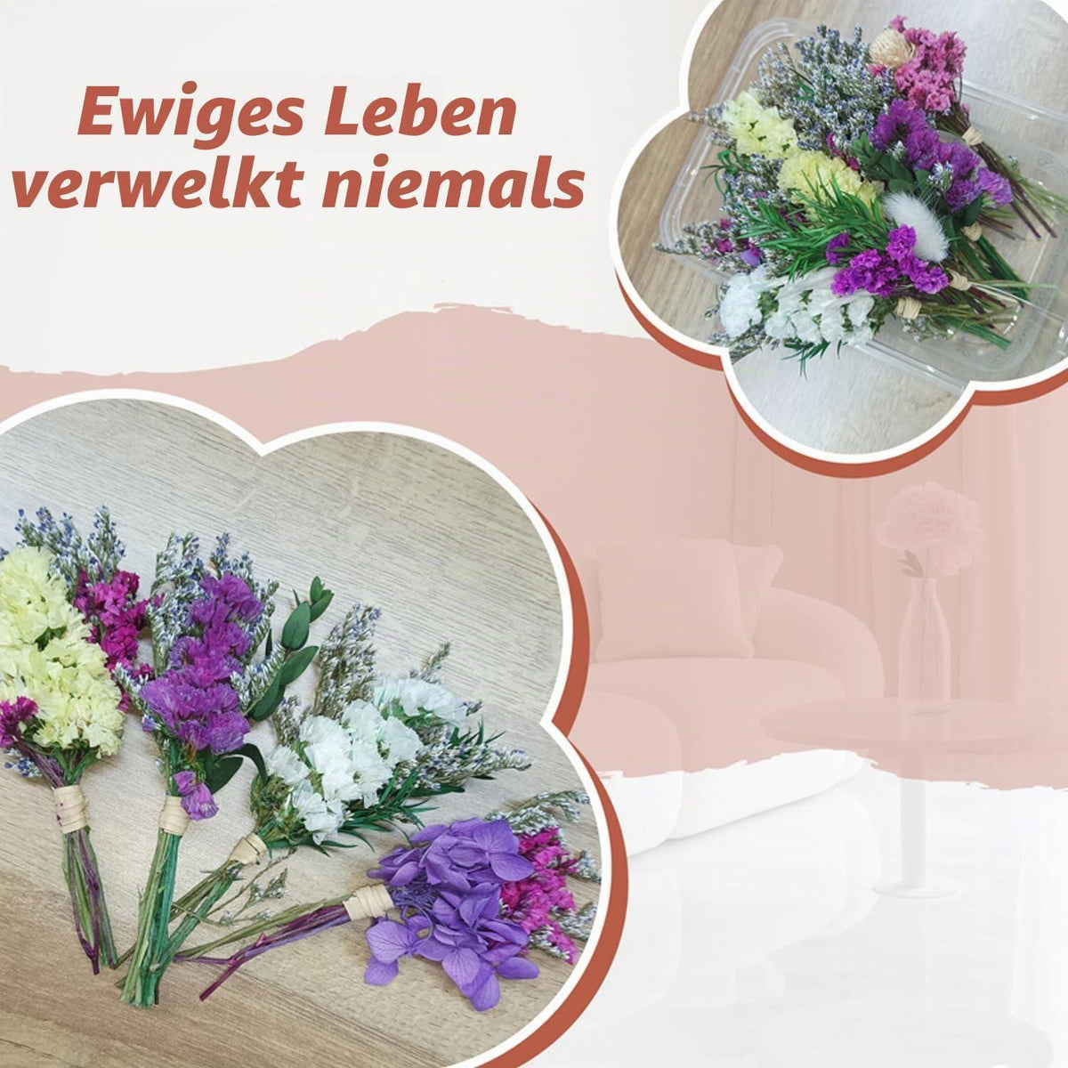 10x Trockenblumenstrauß Klein – Natürliche Blumendeko für DIY