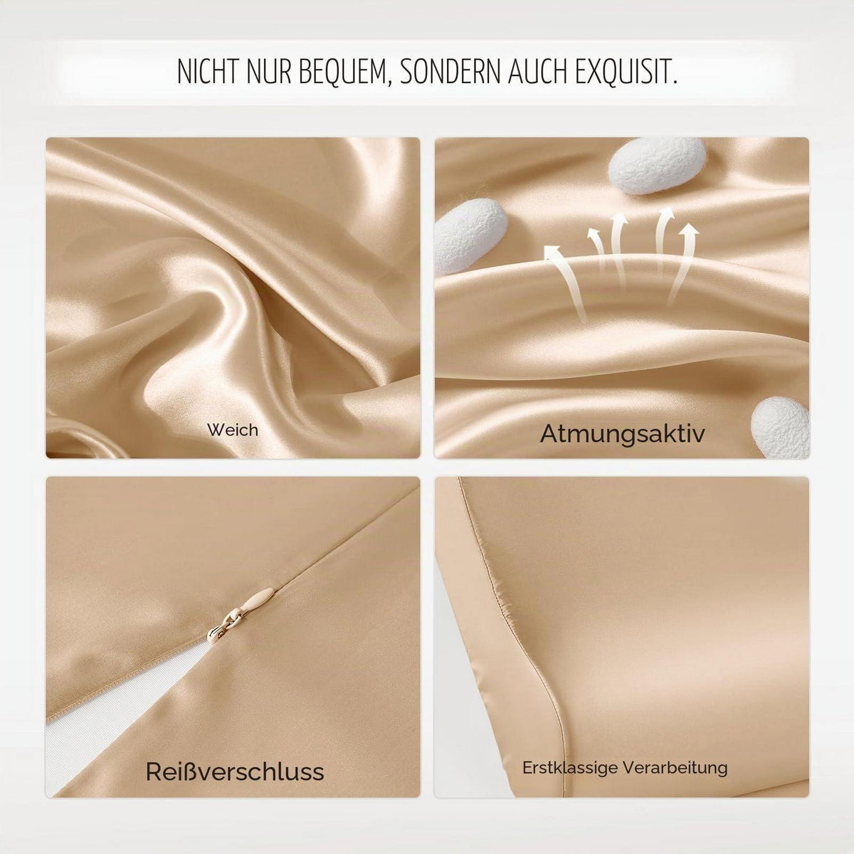Seidenkissenbezug Maulbeerseide 19 Momme für Memory-Foam Kissen
