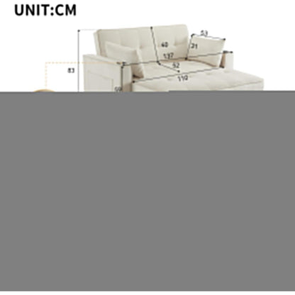 Klappbares Schlafsofa mit Getränkehalter & Kissen – Beige Velvet