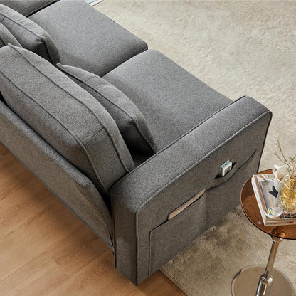 4-Sitzer Sofa Dunkelgrau – XXL Leinen Couch mit Stauraum