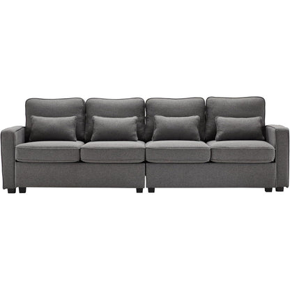 4-Sitzer Sofa Dunkelgrau – XXL Leinen Couch mit Stauraum
