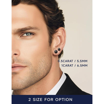 Schwarze Moissanite Ohrstecker 1 Karat 925 Silber Herren Damen