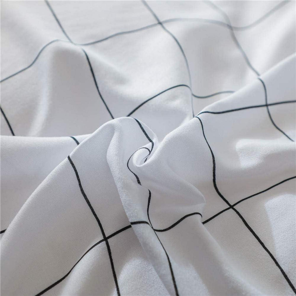 Weiß Kariertes Bettwäsche-Set 200x200cm mit Kissenbezügen
