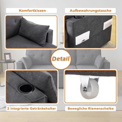 Graues Ecksofa mit Schlaffunktion & Bettkasten