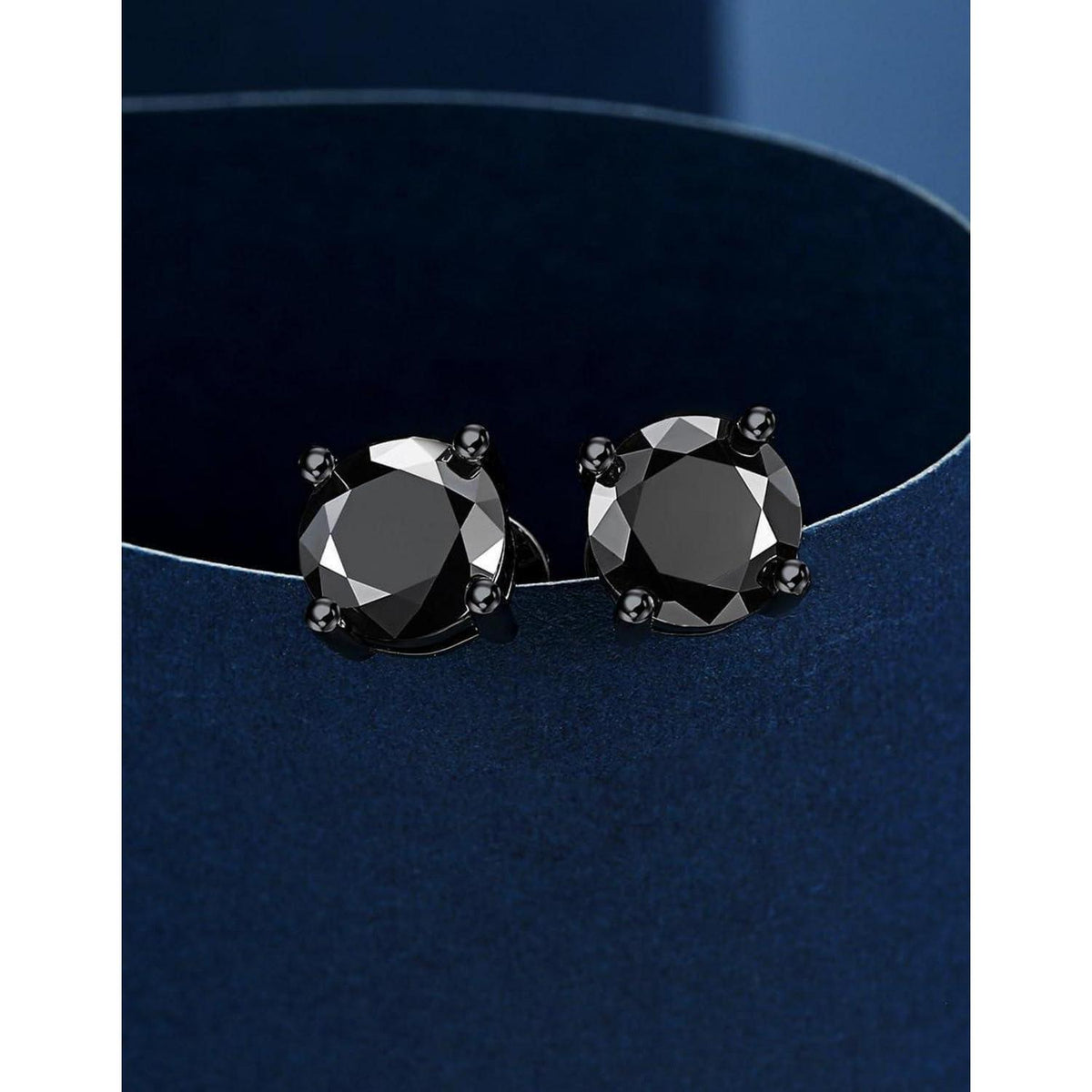 Schwarze Moissanite Ohrstecker 4 Karat 8mm 925 Silber Herren Damen