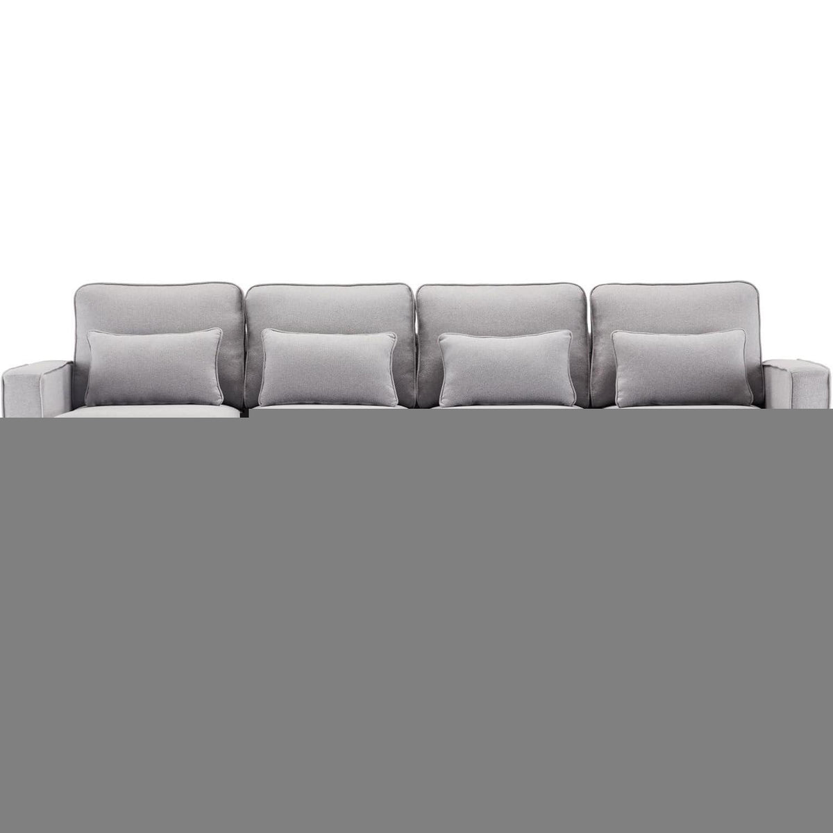 4-Sitzer Sofa Grau – XXL Couch mit Leinenstoff & Seitentaschen