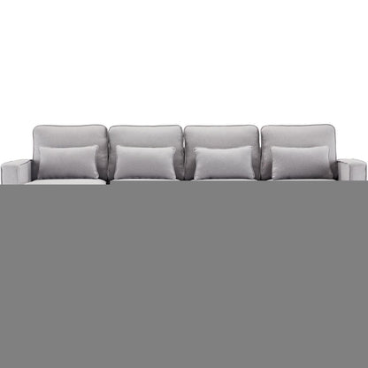 4-Sitzer Sofa Grau – XXL Couch mit Leinenstoff & Seitentaschen