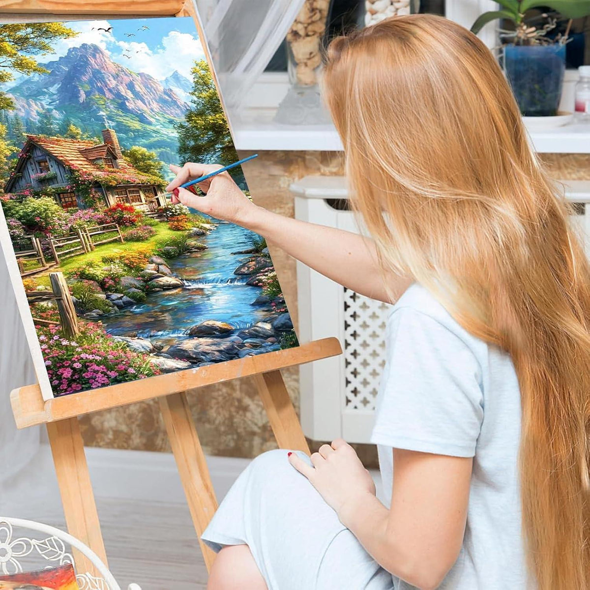 Malen nach Zahlen Landschaft mit Rahmen für Erwachsene