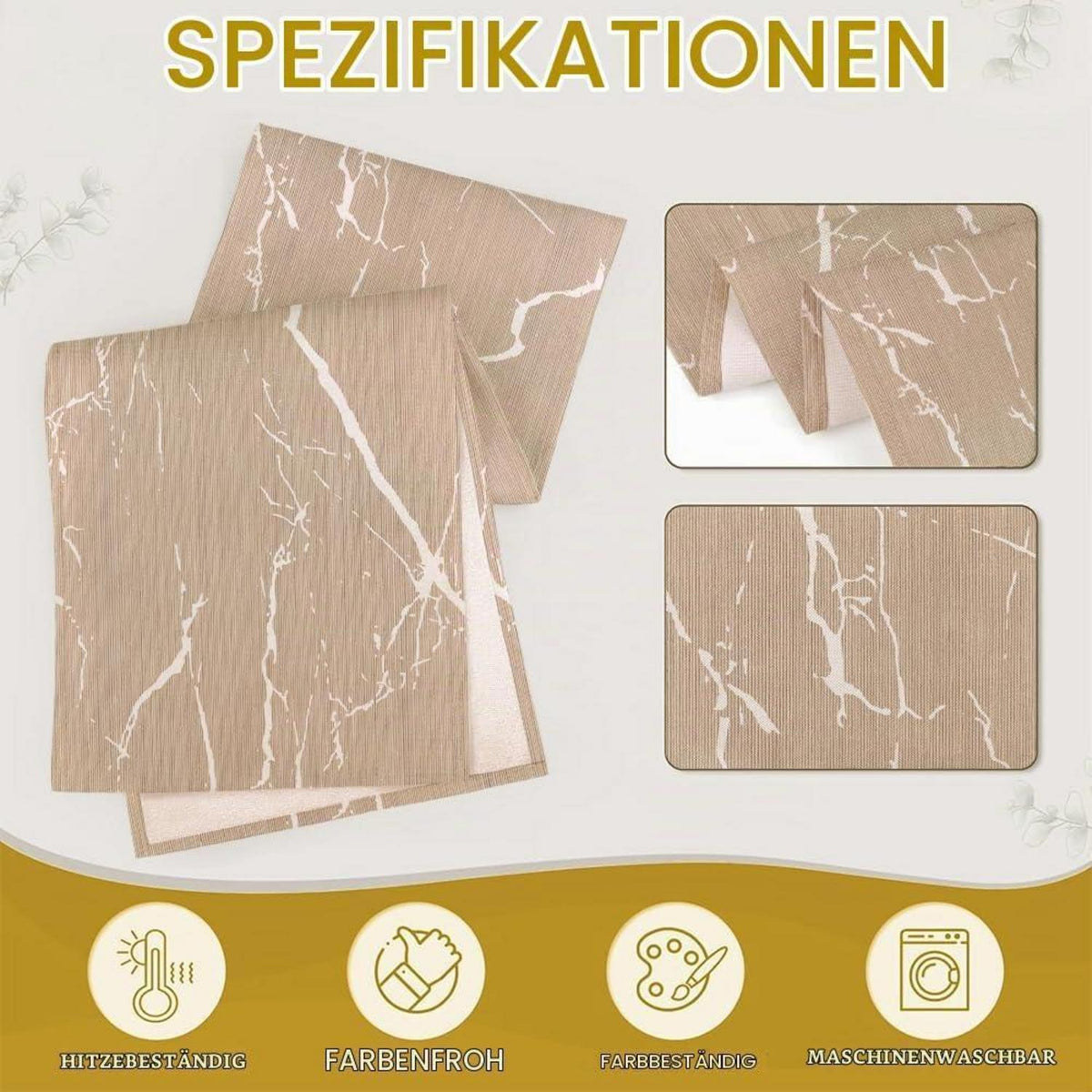 Moderner Tischläufer 40x200 cm Beige Creme Gold Marmor Optik