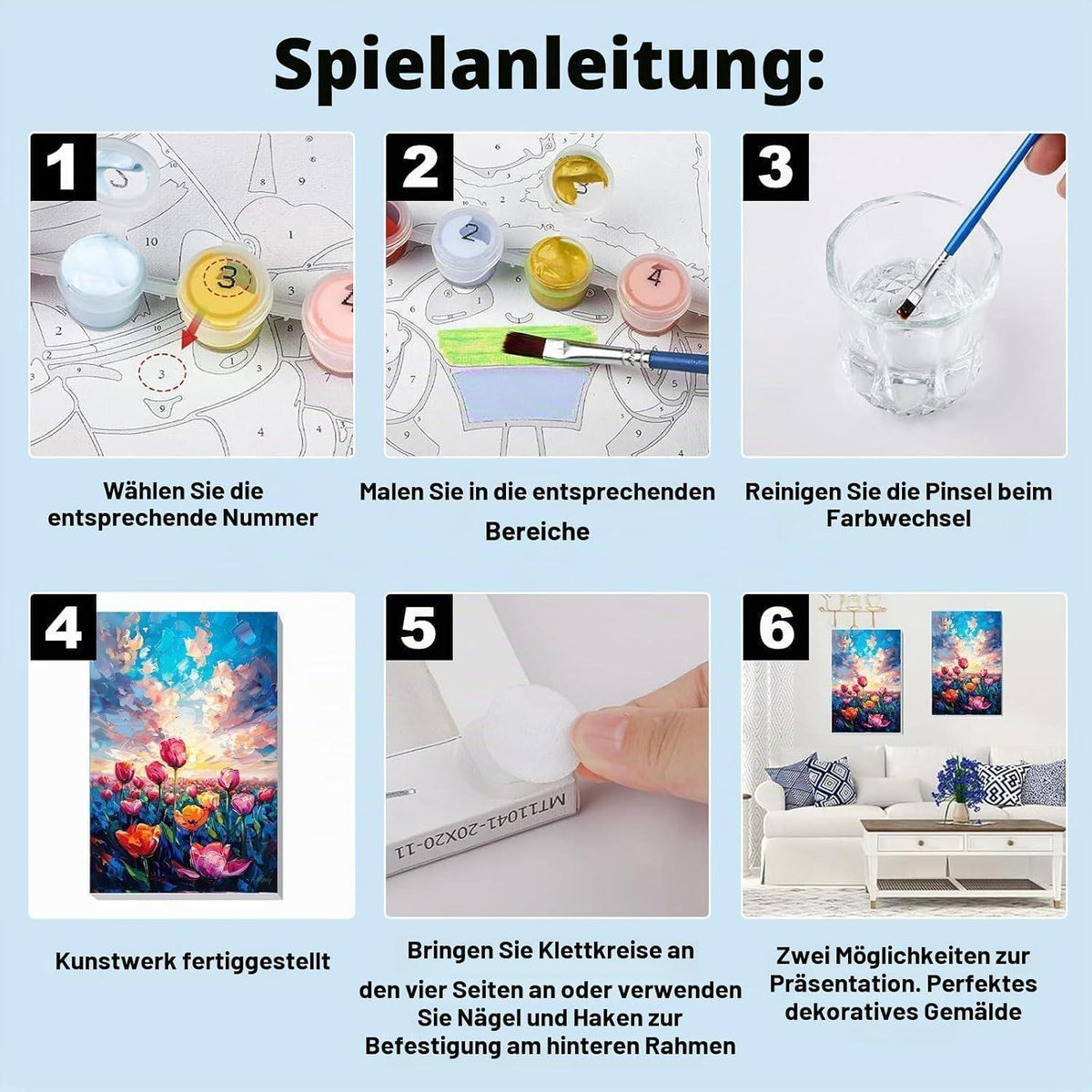 Malen nach Zahlen Landschaft mit Rahmen für Erwachsene