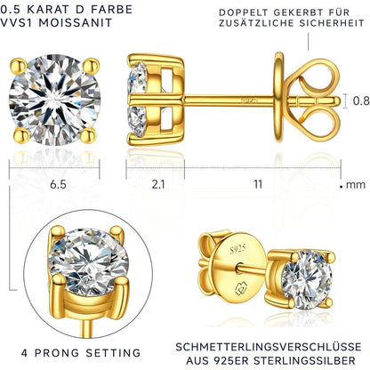 Moissanit Ohrstecker 585 Gold 3 Karat Rosegold Hypoallergen Geschenk Damen