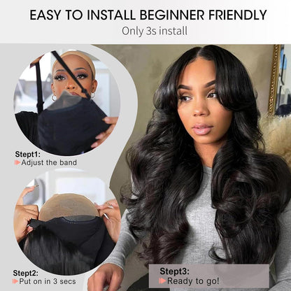 Echthaar Perücke mit Pony – Loose Body Wave, 40cm