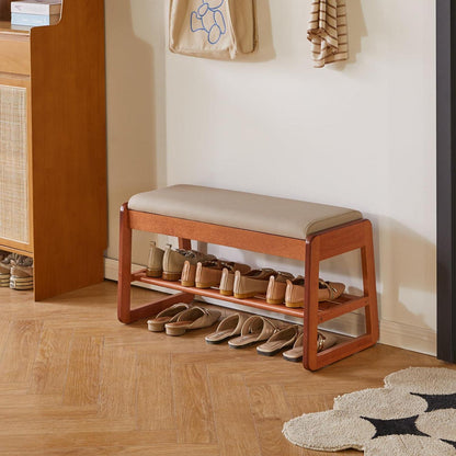 Holz Schuhbank mit Klappdeckel & Sitzbank – 80cm Kirschholz