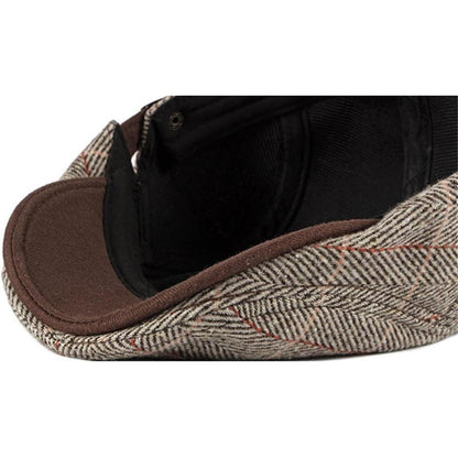 Tweed Schiebermütze Herren Vintage Flatcap Verstellbar
