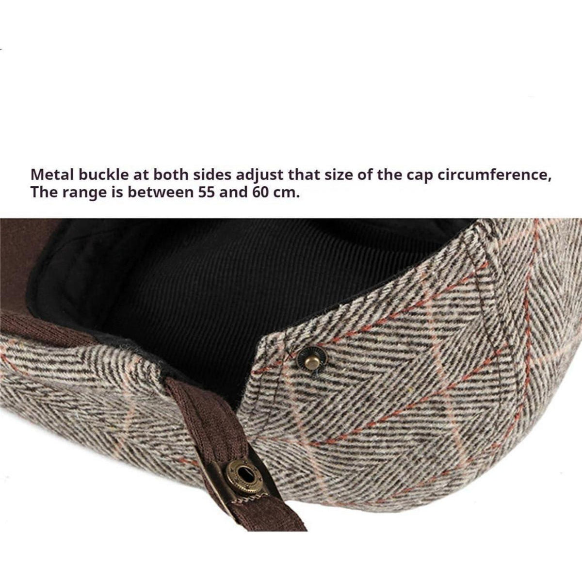 Tweed Schiebermütze Herren Vintage Flatcap Verstellbar