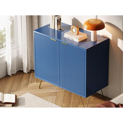 Blauer Küchenschrank mit 2 Türen & Ablagen – 80x40x78cm