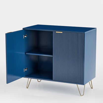Blauer Küchenschrank mit 2 Türen & Ablagen – 80x40x78cm