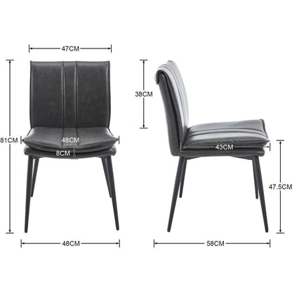 Ya-Home Esszimmerstühle 2er Set Grau – & Metall in Lederoptik